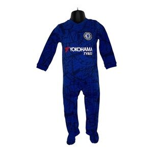 Chelsea Football Club Footie Blue and Black Jumpsuit Snap Closure 12 months